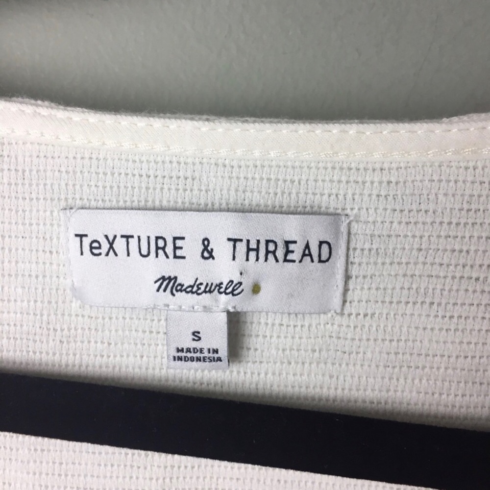 Madewell Texture & Thread Jacquard Tie Front Long Sleeve Cream Top Size Small - Picture 4 of 10